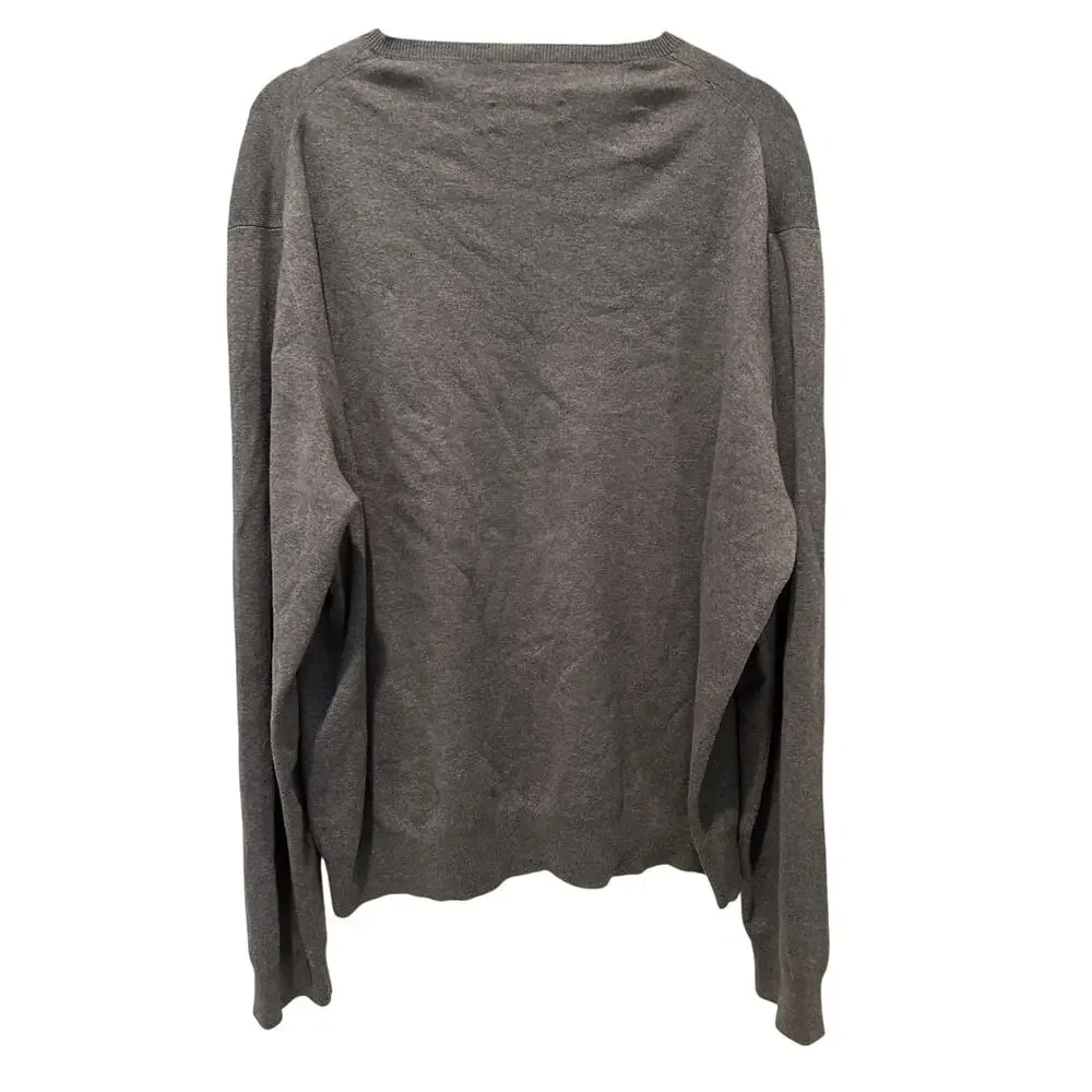 Polo Ralph Lauren Mens Sweater XXL Grey VNeck Pullover Cotton Pony Preppy